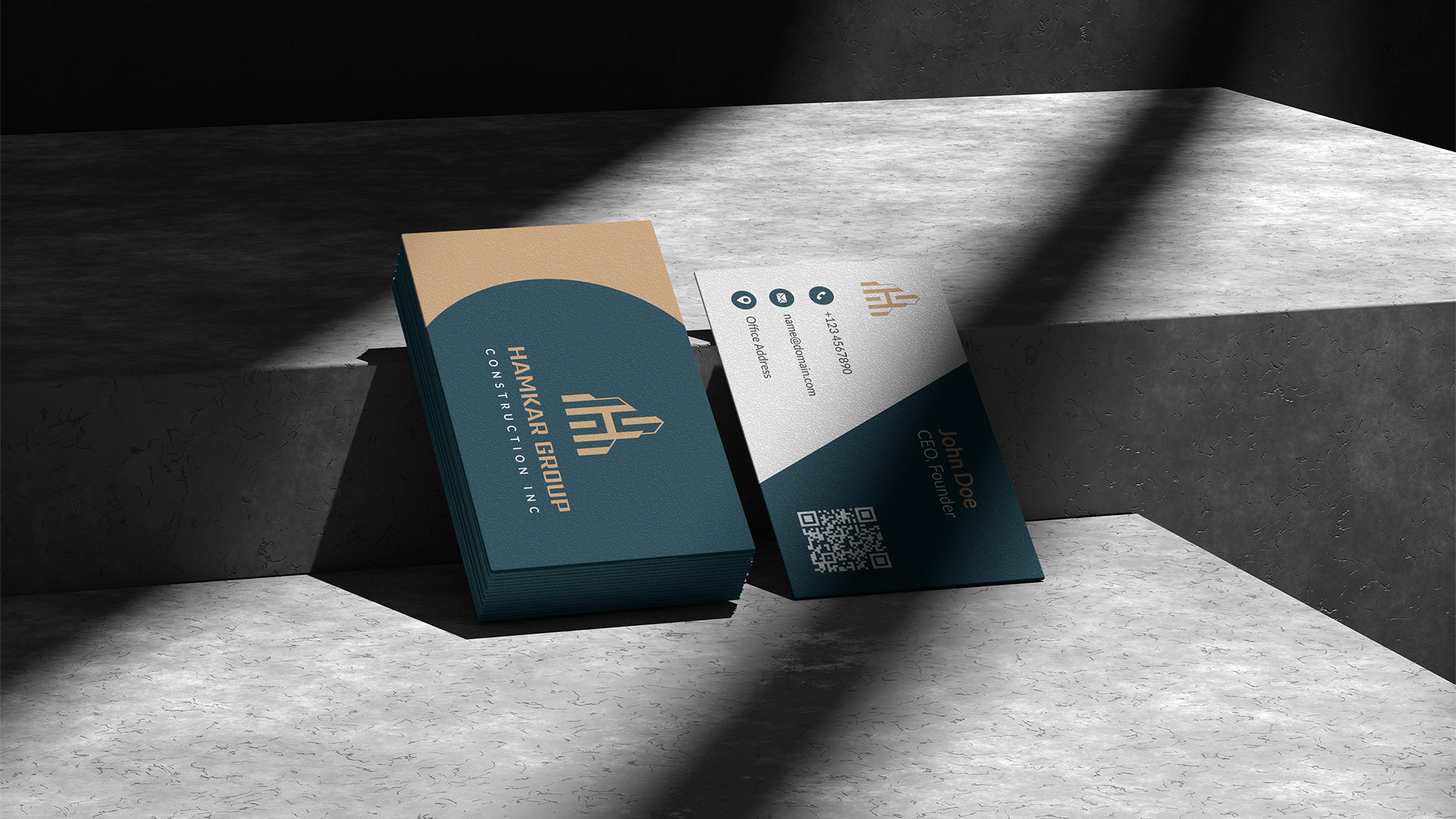 Hamkar Group Construction Inc - Business Card Design Mockup